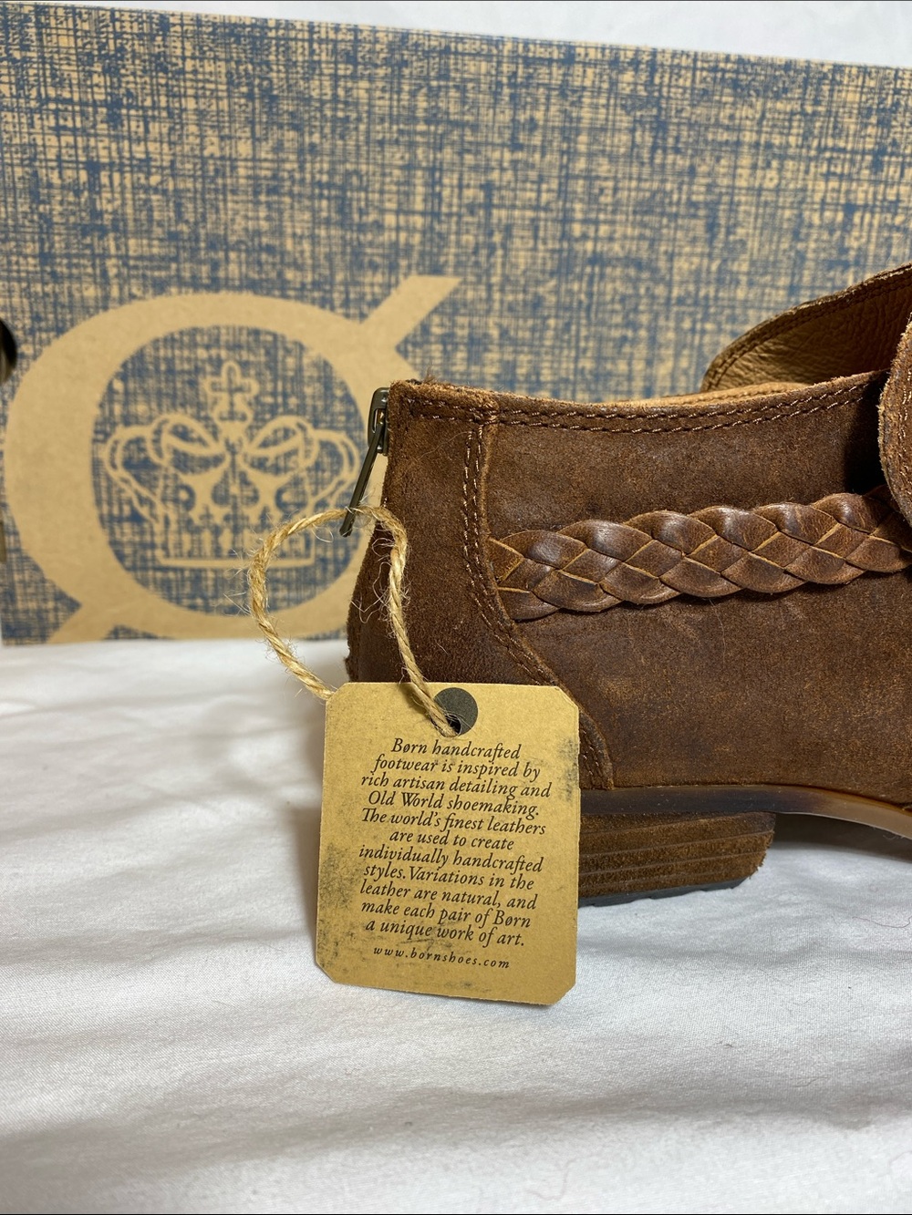 Born Sylvia Women’s Rust (Tobacco) Distressed Suede Ankle Boots - size 7.5 NWT - Picture 9 of 12